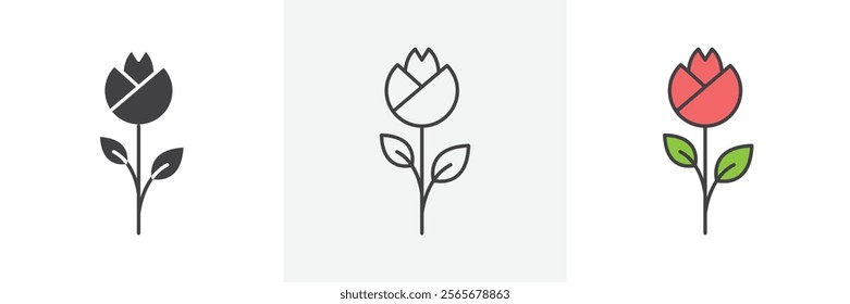 Rose icons in black and colored versions