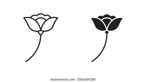 Rose icons in line stroke and flat versions