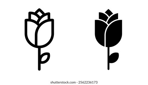 Rose Icons pack in outlined and flat versions