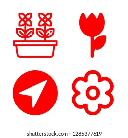 rose icons set with navigation, flowers and flower vector set