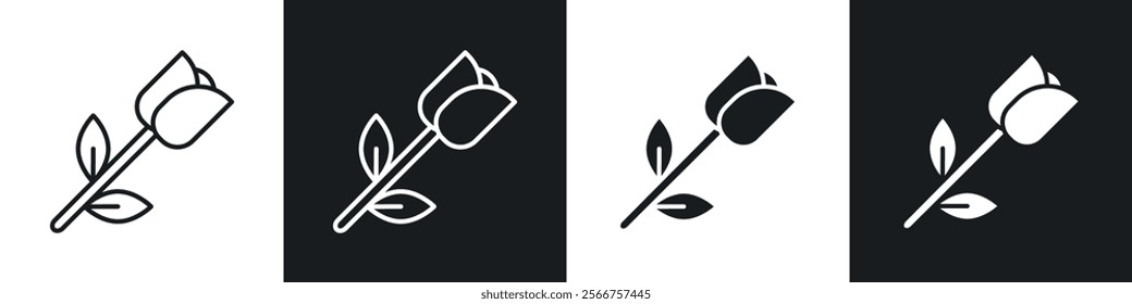 Rose icons in Thin line black color. flat simple vector symbols illustration.
