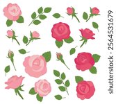 Rose Illustration in Abstract Style. Vector Rose for Cards, Posters, Invitations