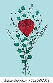 Rose illustration image. 
Hand drawn image artwork of a rose. 
Simple cute original logo.
Hand drawn vector illustration for posters, cards, t-shirts.