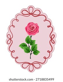 Ilustración de Rose en un marco romántico Ilustración vectorial Ilustración de Antiguas Decoración para el día de San Valentín