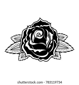 Rose illustration in tattoo style. Design element for oster, emblem, sign,t shirt. Vector illustration