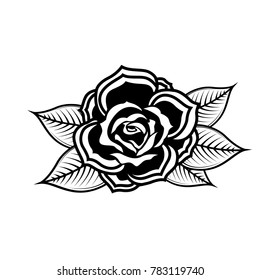 Rose illustration in tattoo style. Design element for oster, emblem, sign,t shirt. Vector illustration