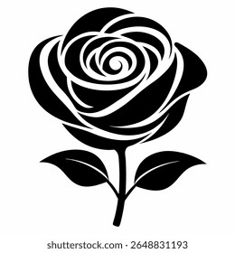 rose image is a black and white vector illustration