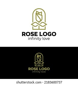 rose and infinity logo design minimal and modern logotype