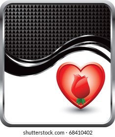 Rose im Herzen schwarz Schachbrettwelle