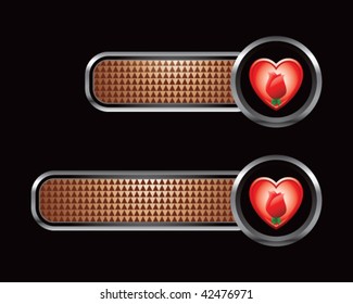 rose inside heart bronze checkered tabs