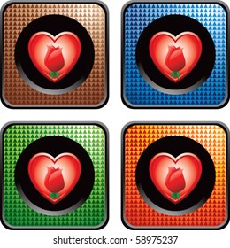 botones de acceso a la red de color rosa dentro del corazón