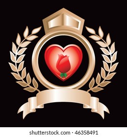rose inside heart gold royal display