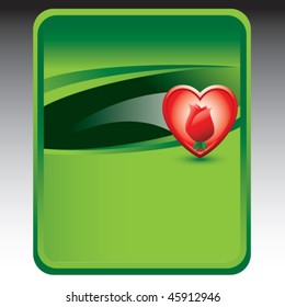 rosa dentro del fondo verde del corazón