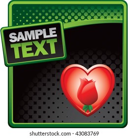 rose inside heart green and black halftone template