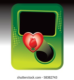 rose inside heart green halftone banner