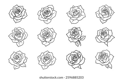 Rose Isolated Line Icon Style Design. Simple Vector Illustration