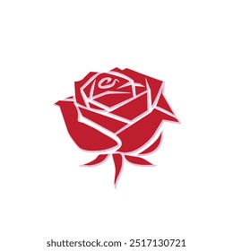 Rosa aislada sobre un fondo blanco. útil para imprimir, postales, carteles, tarjetas, Web y Diseño gráfico.