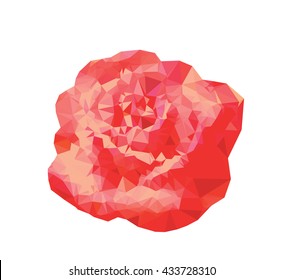 Rose isolated on white background in low poly style. Vector Illustration. Abstract polygonal flower. Symbol of love. Romantic background for Valentines day or wedding.