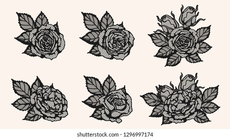 
Rose lace ornament vector by hand drawing.