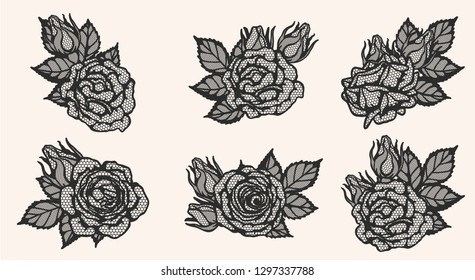 

Rose lace ornament vector by hand drawing.Beautiful flower on brown background.Blaze rose vector art highly detailed in line art style.Flower tattoo for paint or pattern. 