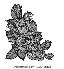 Rose lace vector by hand drawing.Beautiful flower on brown background.Golden celebration rose lace vector art highly detailed in line art style.Flower tattoo for paint or pattern.