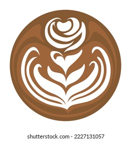 Rose Latte art Coffee Logo Design on white background, Vector  illustration #15