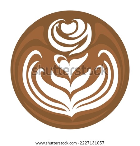 Rose Latte art Coffee Logo Design on white background, Vector  illustration #15