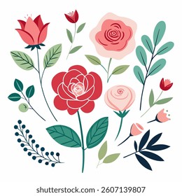 Rose leaf line art design illustration 