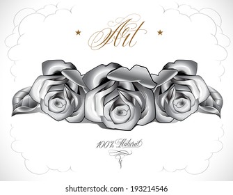 Rose, leafs and background on different layers
