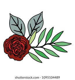 rose and leafs decorative icon