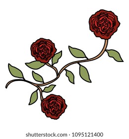 rose and leafs decorative icon