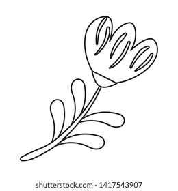 rose with leafs icon vector illustration