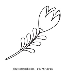 rose with leafs icon vector illustration