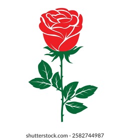 Rose with leaves colored icons 