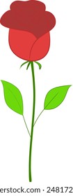 Rose with leaves. Flower silhoutte. Vector illustration