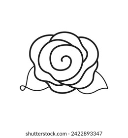 Rose mit Leaves-Line-Symbol