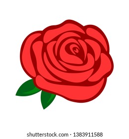Rose with leaves on a white background. Floral background.