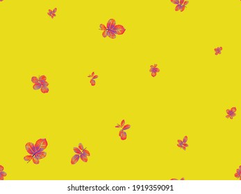Rose Leaves Seamless Pattern. Saffron Yellow and Red Painted English Rose Leaf Patterns Collection. Romantic Botanical Vector Background. Summer Textile Design. Repeated Spring Peony Wallpaper.