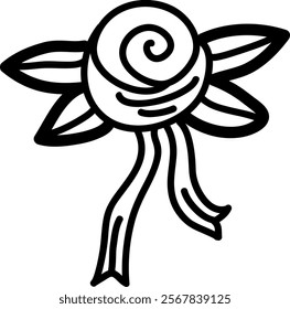 Rose With Leaves Sketch Vector Illustration
