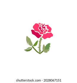 Rose mit Blättern, Vektorgrafik