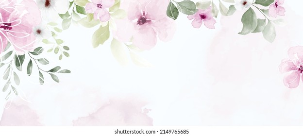 Rosa y deja fondo de arte abstracto acuarela.  Diseño artístico de colección de pancartas vectoriales de flores acuarela. adecuado para decoración de bodas, tarjeta de saludo, cubierta, cabecera o decoración de pared.