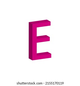 Rose Brief E Großbuchstabe. 3D-Vektorgrafik einzeln auf weißem Hintergrund.