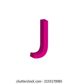 Letra rosa J mayúscula. Ilustración vectorial 3D aislada en fondo blanco.