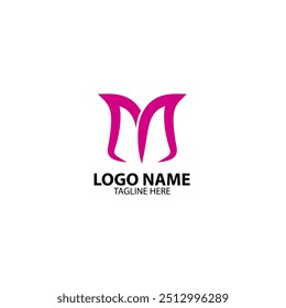 Vector de diseño de logo M letra rosa