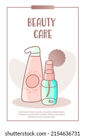 Rose light banner template for cosmetics advertising. Natural organic cosmetic for healthy skin care