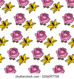 rose and lily flower decorative pattern background