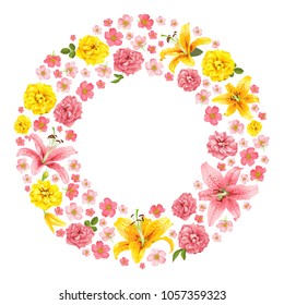 rose and lily wedding invittion. vector card.