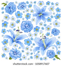 rose and lily wedding invittion. vector card.