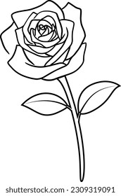 Rose line art design. Floral vector illustration. Happy special occasion.