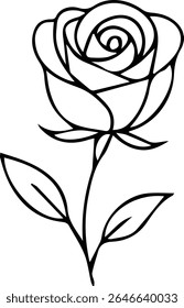 Rose line art design design isolated on white background eps